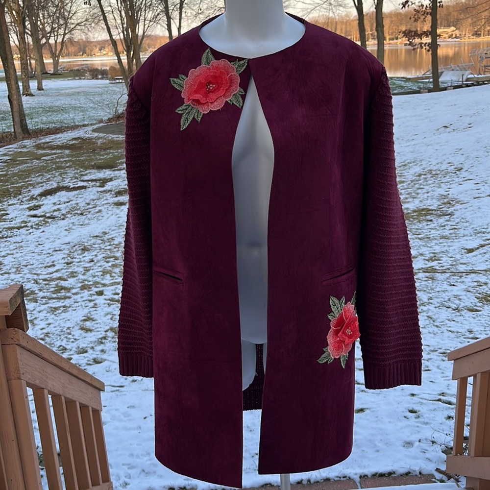 Simply Couture faux suede sweater jacket S M L